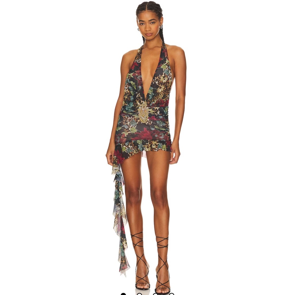 Jaded London Cindy Mini Dress in Dark Cheetah